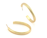 Hoop ribbed round Earrings stud base Shiny Gold tone lacquer plated brass round earring posts, 35mm OZ4221