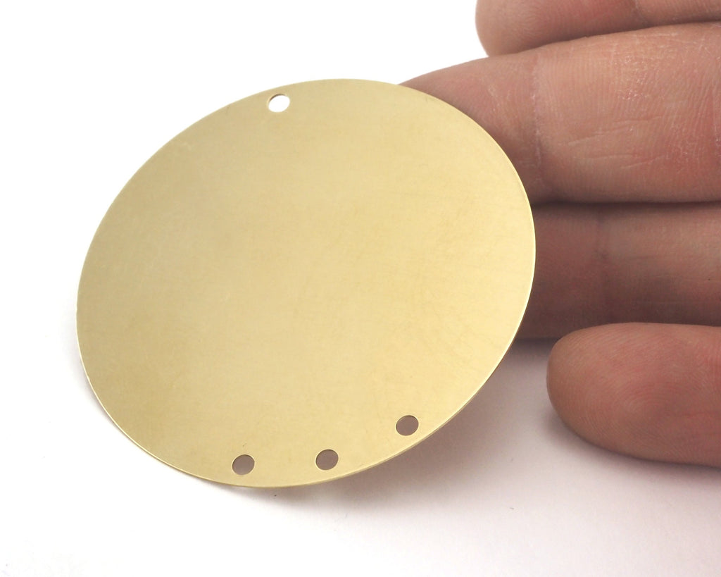 raw brass circle tag 52mm , 4 hole raw brass findings  170