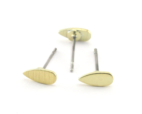 Minimalist Drop Earring Stud Post Raw Brass 7x3mm Earring  Blanks 126