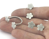 Flower Adjustable Ring Hammered Antique Silver Plated Brass Ring (6US and 8US size ) Oz4179