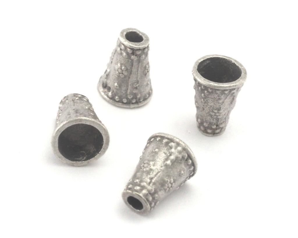 Brass Cone Spacer Antique Silver Plated 11x8mm holder decorative cord end beads, hanging metal beads ENC  2263
