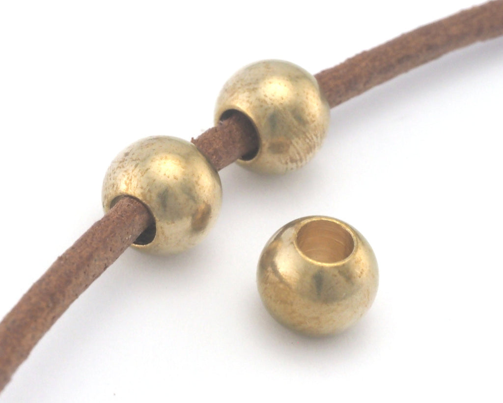 Raw Brass sphere Bead 10x7,5mm 9/32"x3/8" finding spacer industrial design (5mm 3/16" hole ) bab5 1460