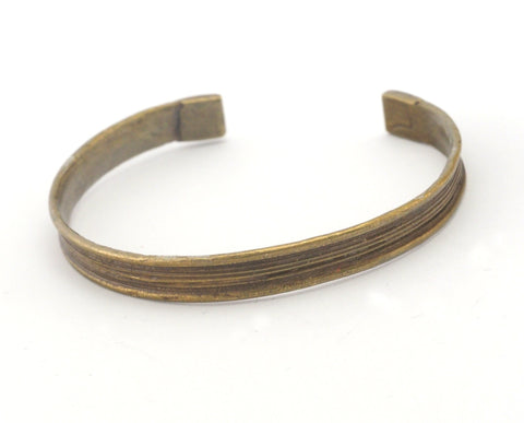 Cuff Bracelet Lines Adjustable Antique Bronze Plated Brass  (65mm inner size - Adjustable ) OZ3179