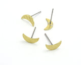 Crescent Earring Stud Post Brushed Raw Brass 9mm Earring  Blanks 688