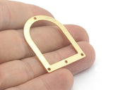 Semi Circle Rectangle Connector Charms Gold Plated Brass 35x28mm 0.8mm thickness Findings  OZ2769-220
