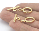 Branch Textured Toggle Clasps Shiny Gold Plated Brass 16mm ,Findings 3918