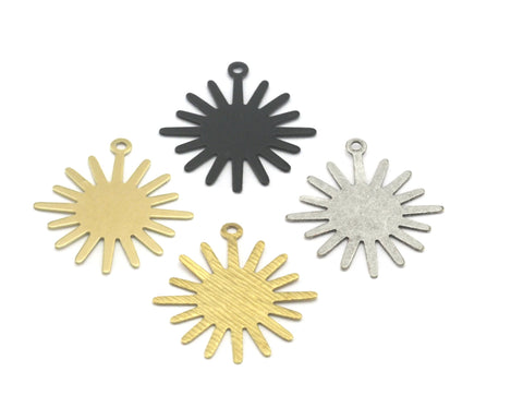 Sun Charms Black Painted - Brushed - Antique Silver Plated 24x22mm 1 hole Raw brass findings OZ2507-75