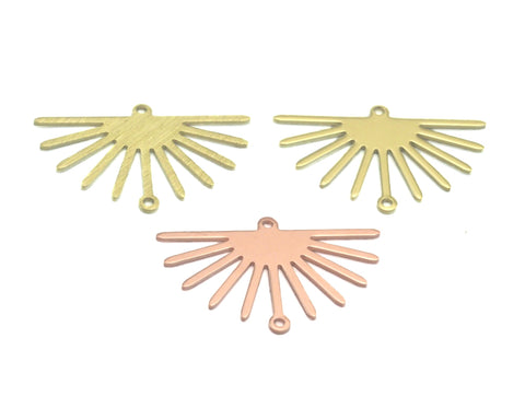 Sun Charms 30x17mm 2 hole Raw Copper - Brass - Brushed Brass findings S69-120