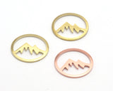 Landscape mountain charms 18mm Raw Copper - Brass - Brushed Brass findings 4436