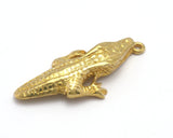 Crocodile Pendant Raw Brass Antique, Shiny Silver , Gold Plated 37x17mm 4483