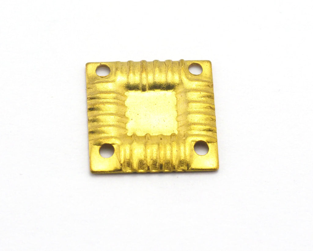 Raw Brass 13mm Square tag two 4 hole connector Charms ,Findings 151R-65