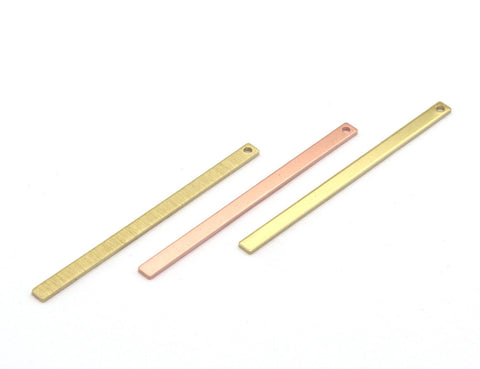 Rectangle rod bar stamping charms findings blank copper - raw brass -brushed brass 3x50mm (0.8mm thickness) 1 hole 4527