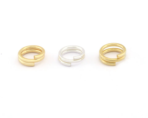 6mm Open Double Jump Brass Ring Gold, Silver Plated Raw 20 gauge( 0,8mm )  2105-14