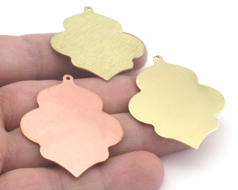Curvy Drops  38x49mm Copper - Raw Brushed brass 1 holes charms findings S188-726
