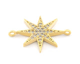 Micro Pave North Star Rhinestone Pendant 25mm gold plated alloy with 2 ring 710