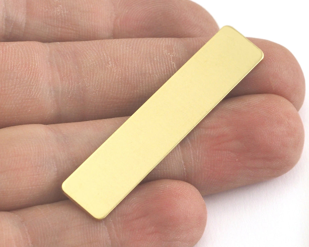 Rectangle Stamping Blank, Bar Necklace with Holes, Tag for Stamping, raw brass 10x50mm OZ3817-320
