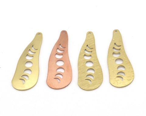 Irregular Oval Drop Moon Statements Pendant Copper - Raw Brass 14x43mm 1 holes Charms findings - S201
