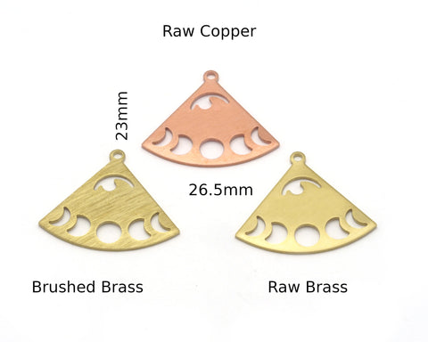 Moon Eye Earring Charms 26.5x23mm 1 Hole Raw Copper - Brass - Brushed Brass findings 4620-200