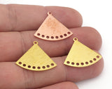 Triangle Hand Fan Earring Charms Connector Multi hole 26.5x23mm Raw Copper - Brass - Brushed Brass findings S183-200