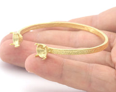 Textured cuff bezel blank base cone bracelet Raw brass  (60mm inner size - Adjustable ) OZ4404