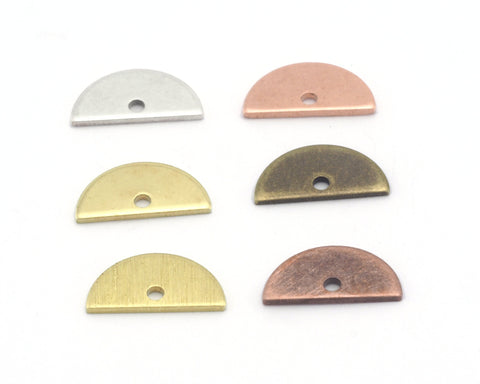 Semi Circle Half Moon copper - raw brass 6x12mm (0.8mm thickness) charms findings blank R327
