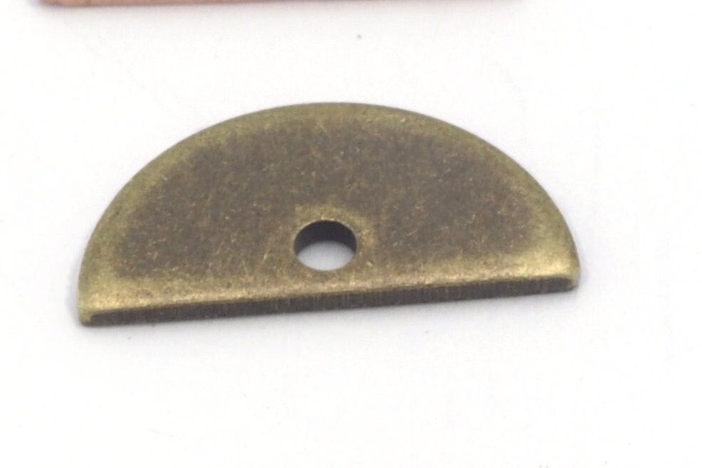 Semi Circle Half Moon copper - raw brass 6x12mm (0.8mm thickness) charms findings blank R327