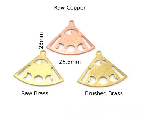 Moon Eye Earring Charms 26.5x23mm 1 Hole Raw Copper - Brass - Brushed Brass findings 4620-200