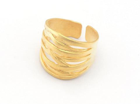Ring Stripes Adjustable Ring Matte Plated Brass (18.5mm 8.5US inner size - Adjustable ) OZ3592 ring22