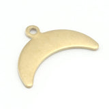 Crescent Moon optional hole 15x12.2mm raw brass pendant Findings Charms S223