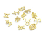 Horoscope Zodiac Symbols Pendant, 10 mm Add on charm Beads Bracelet Necklace Part Raw Brass 4490