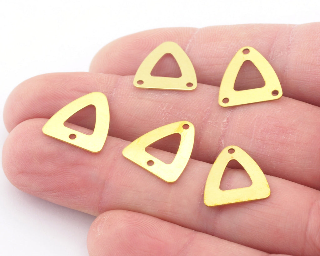Earring Charms Connector Triangle Tag 13.5x15.5mm Multi hole charms ,raw brass findings 1331RM