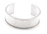 Branch Silver plated brass textured  bangle adjustable bracelet 20x60mm supplies findings Raf2 - BRC