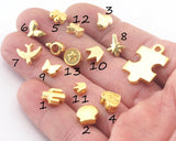 Gold Plated Alloy Bead Spacer Multi Symbol Pendant Charms Finding Spacer 1026