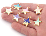 Star Cake Colorful Charms Enamel Shiny Gold Plated Charms 22x18mm findings OZ4818