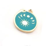 Sun Moon phases Snake Colorful Charms Enamel Shiny Gold Plated Charms 22x18mm findings 2668