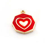 Heart Colorful Charms Enamel Shiny Gold Plated Charms 19x21.5mm findings 2668