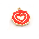 Heart Colorful Charms Enamel Shiny Gold Plated Charms 19x21.5mm findings 2668