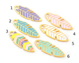 Leaf Enamel Colorful Charms Pendant Gold Plated Charms 37x14mm 4811