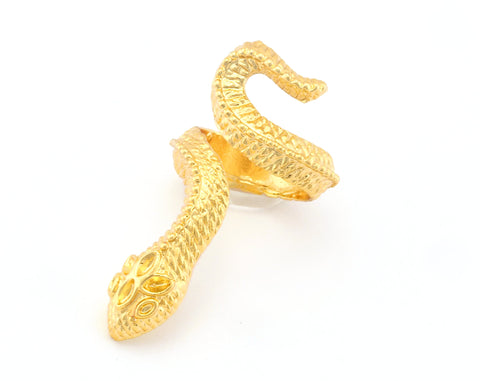 Snake Ring Wrap Animal Adjustable Shiny Gold Plated Brass (17mm - 18.5mm  6.5US - 8.5US  inner size) Oz4004