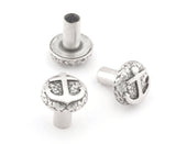 Anchor Nautical Screw Rivets, Chicago screw / Concho screw, (10mm Head) Antique silver plated brass studs, 1/8" bolt CSC8 CSC5 CSC4 R73 -
