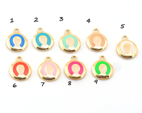 Horseshoe Colorful Charms Enamel Shiny Gold Plated Charms 12x14mm findings 1822-2