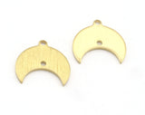 Crescent Moon Tag Connector 14x15mm 2 hole Raw Brass - Brushed Brass Charms Findings Stampings OZ4853-100