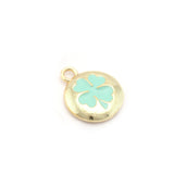 Clover Colorful Charms Enamel Shiny Gold Plated Charms 14.5mm findings 1424-4
