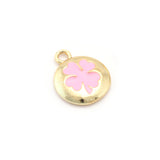 Clover Colorful Charms Enamel Shiny Gold Plated Charms 14.5mm findings 1424-4