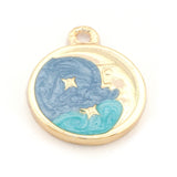 Crescent Moon Star Colorful Charms Enamel Shiny Gold Plated Charms 16x18mm findings 2668
