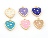 Star in Heart Colorful Charms Enamel Shiny Gold Plated Charms 16x20mm findings 2668