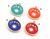 Sun Moon phases Snake Colorful Charms Enamel Shiny Gold Plated Charms 22x18mm findings 2668