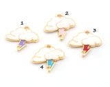 Cloud Thunder Colorful Charms Enamel Shiny Gold Plated Charms 20x20mm findings 1822-4
