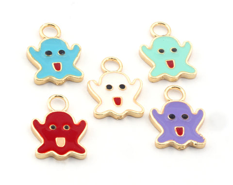 Carton Ghost Colorful Charms Enamel Shiny Gold Plated Charms 13x18mm findings 1822-2