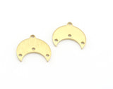 Crescent Moon Tag Connector 14x15mm 4 hole Raw Brass - Brushed Brass Charms Findings Stampings OZ4850-100